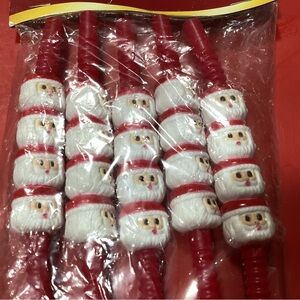 NWTS set of 6 Christmas straws 9” cute little Santa faces